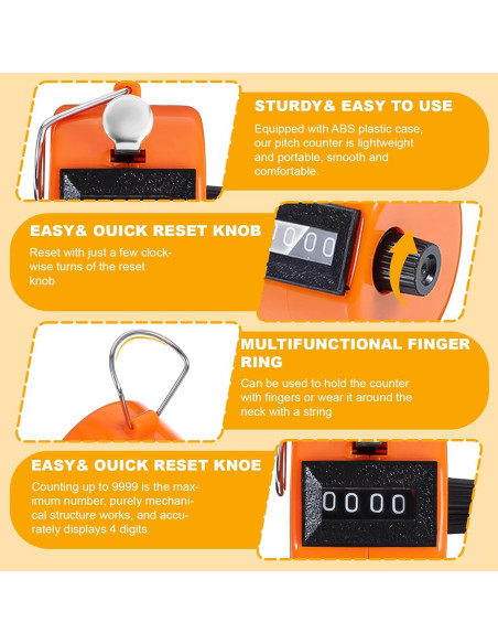 16 Contadores de Clicker de Mano JOUTYFOR 4 Dígitos Coloridos