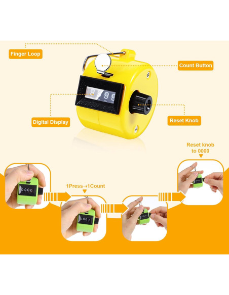 16 Contadores de Clicker de Mano JOUTYFOR 4 Dígitos Coloridos