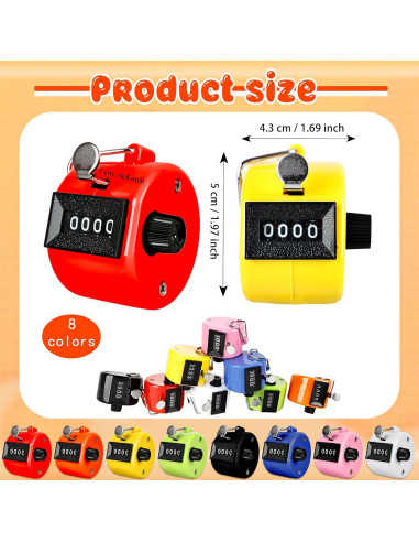 24 Pcs Contador Manual de Tally Norcoin 4 Dígitos Multicolor