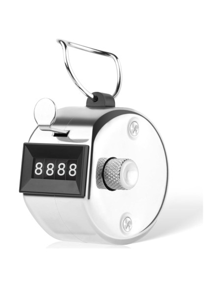 Contador Clicker HCFGS de Mano Metal 4 Dígitos Plata