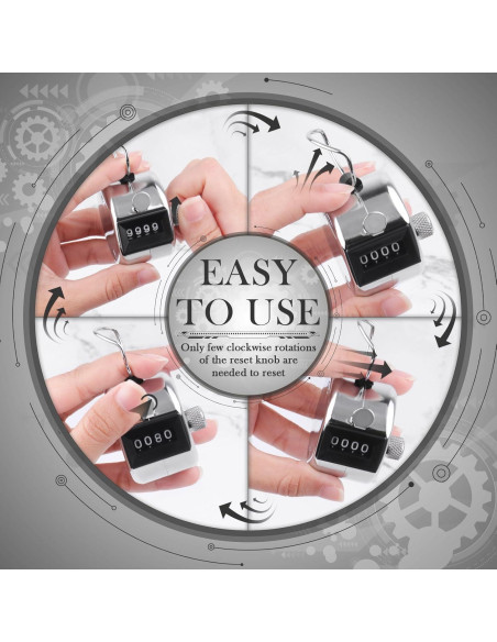 Contador Clicker HCFGS de Mano Metal 4 Dígitos Plata