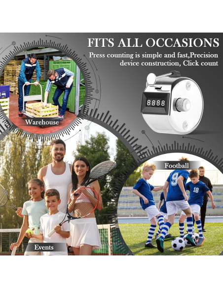 Contador Clicker HCFGS de Mano Metal 4 Dígitos Plata