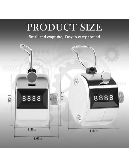 Contador Clicker HCFGS de Mano Metal 4 Dígitos Plata