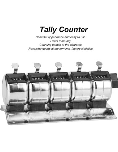 Contador Manual Mecánico de Mano Garosa 4 Dígitos Acero Inoxidable