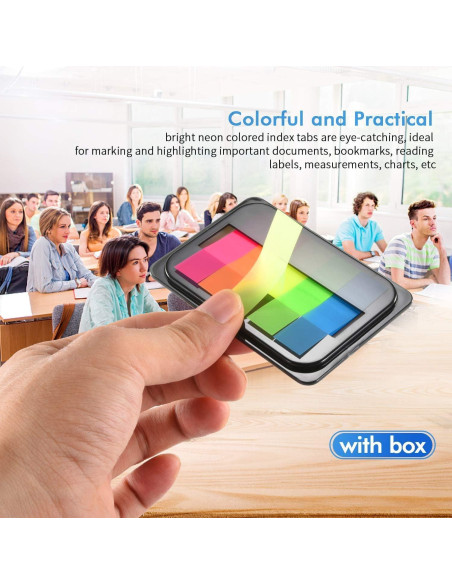 600 Piezas Marcadores de Página Neón Onwon, 5 Colores 600 Piezas Marcadores de Página Neón Onwon, 5 Colores