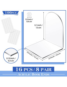 Soportes de Libros Acrílicos Leinuosen 16 Pcs Transparente 2