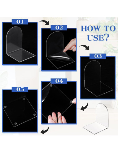 Soportes de Libros Acrílicos Leinuosen 16 Pcs Transparente