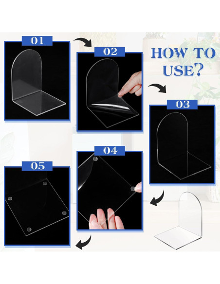 Soportes de Libros Acrílicos Leinuosen 16 Pcs Transparente