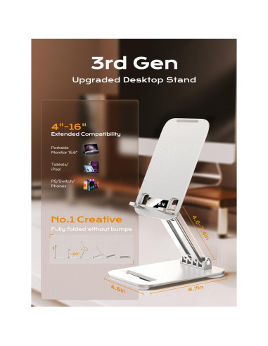 Soporte para Tablet LISEN Plegable Blanco 4-40 cm Ajustable