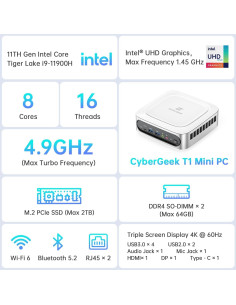 Mini PC Gaming CyberGeek T1 i9-11900H 32GB 1TB SSD 4K 2