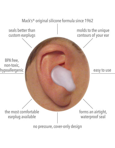 Tapones para Oídos de Silicona Mack's - 6 Pares, Impermeables