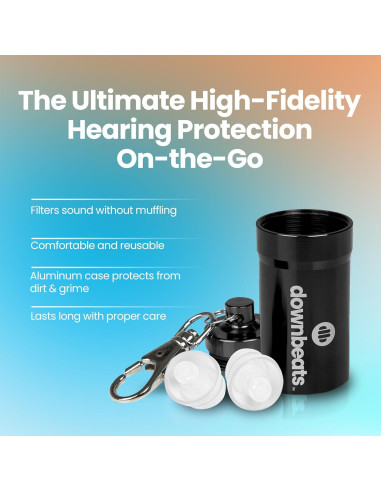 Tapones para oídos DownBeats alta fidelidad con estuche aluminio