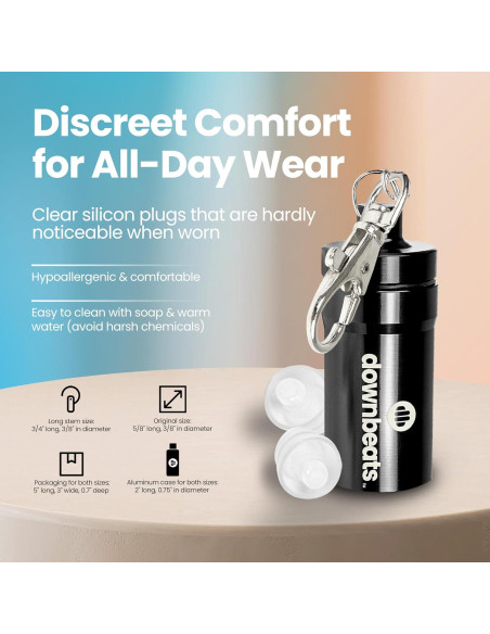 Tapones para oídos DownBeats alta fidelidad con estuche aluminio