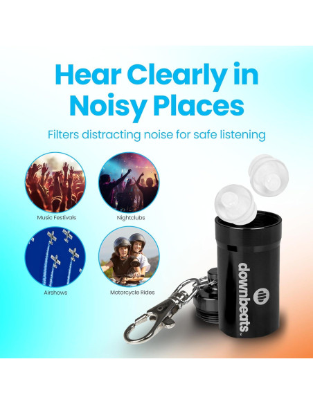 Tapones para oídos DownBeats alta fidelidad con estuche aluminio