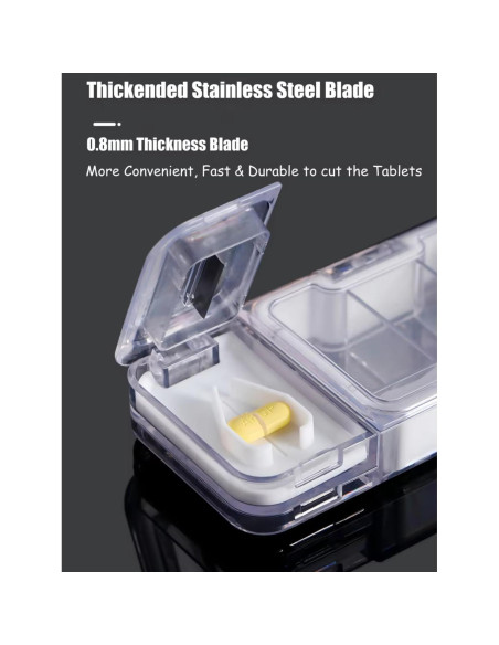 Organizador de Pastillas 2 en 1 Mullis Mercantile - Cortador Preciso, Libre de BPA, Compacto