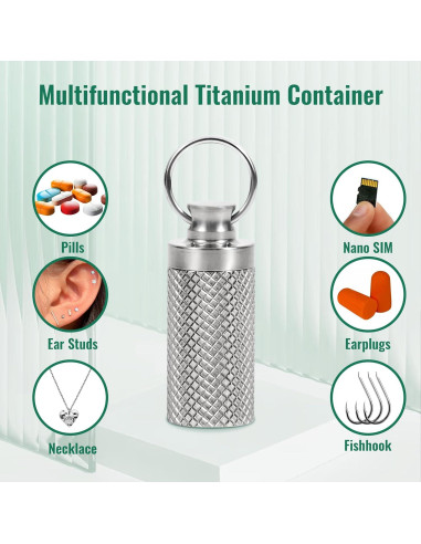 Contenedor de Pastillas Portátil TISKY de Titanio a Prueba de Agua