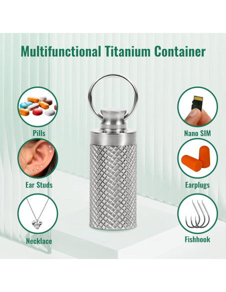 Contenedor de Pastillas Portátil TISKY de Titanio a Prueba de Agua
