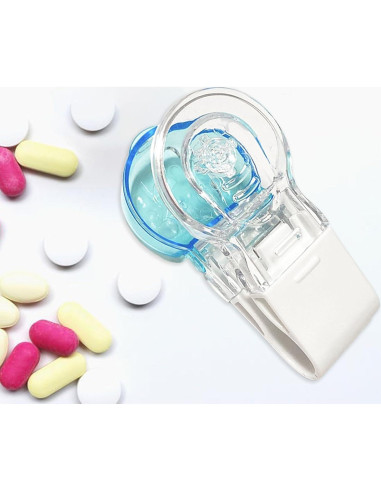 Dispensador de Pastillas Portátil Azul Junfamilee - Cortador y Almacenamiento