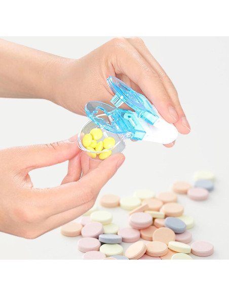 Dispensador de Pastillas Portátil Azul Junfamilee - Cortador y Almacenamiento Dispensador de Pastillas Portátil Azul Junfamilee - Cortador y Almacenamiento