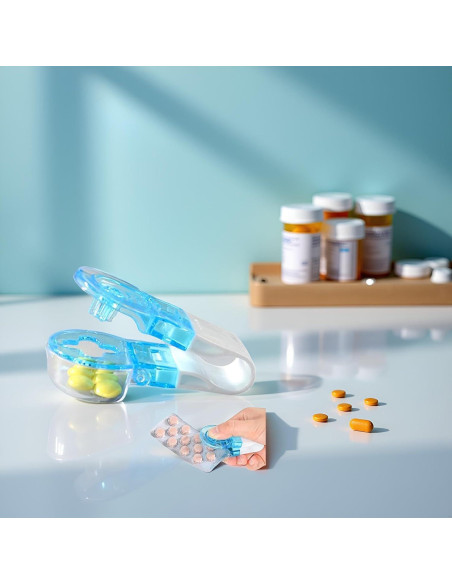 Dispensador de Pastillas Portátil Azul Junfamilee - Cortador y Almacenamiento Dispensador de Pastillas Portátil Azul Junfamilee - Cortador y Almacenamiento