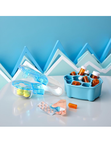 Dispensador de Pastillas Portátil Azul Junfamilee - Cortador y Almacenamiento