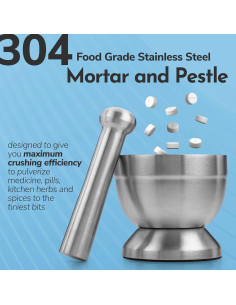 Mortero y Maja de Acero Inoxidable MEDca 304 - Triturador de Pastillas 2