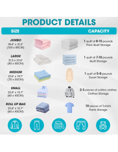 Bolsas de Almacenamiento al Vacío Besslly 20 Piezas Azul 2