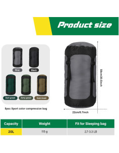 5 Sacos de Compresión GliCraft 20L Impermeables para Mochilas 2