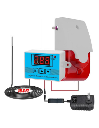 Monitor de Temperatura 12V CSRBUY con Sonda Impermeable 5M