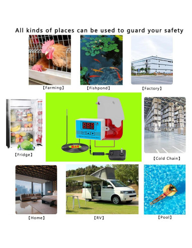 Monitor de Temperatura 12V CSRBUY con Sonda Impermeable 5M