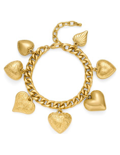 Pulsera de Corazón Dorado Antiguo con 7 Charms para Mujeres