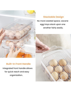 Soporte de Huevos Vacane 2 Paquetes Transparente Apilable 16 Huevos 2