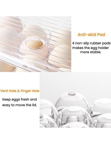 Soporte de Huevos Vacane 2 Paquetes Transparente Apilable 16 Huevos Soporte de Huevos Vacane 2 Paquetes Transparente Apilable 16 Huevos