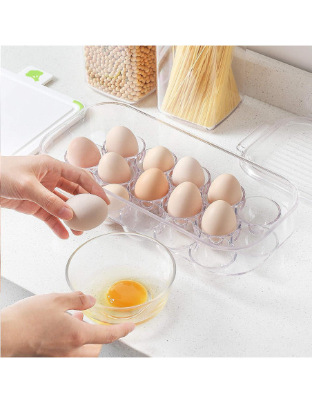 Soporte de Huevos Vacane 2 Paquetes Transparente Apilable 16 Huevos Soporte de Huevos Vacane 2 Paquetes Transparente Apilable 16 Huevos