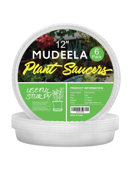 Plato para Plantas MUDEELA 30.48 cm Transparente 6 Piezas