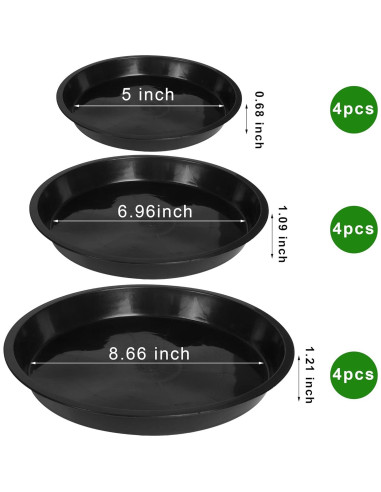 Platillos para Plantas PeoMev 12pcs Redondos 6-8-10 Pulgadas
