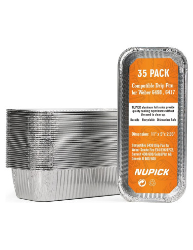 NUPICK 35 Bandejas de Goteo Aluminio para Parrillas Weber