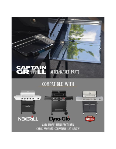 Bandeja de goteo ajustable CaptainGrill 61-76 cm acero inoxidable