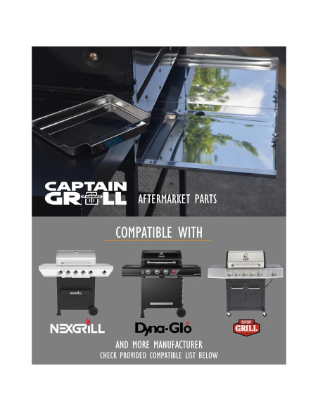 Bandeja de goteo ajustable CaptainGrill 61-76 cm acero inoxidable