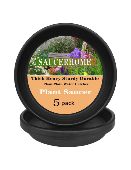 5 Paquetes de Plato para Plantas SAUCERHOME 16.5 cm Negro