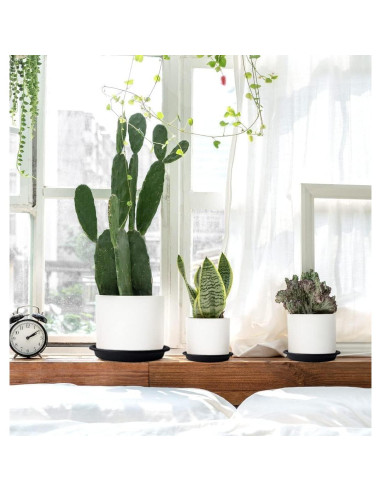 5 Paquetes de Plato para Plantas SAUCERHOME 16.5 cm Negro