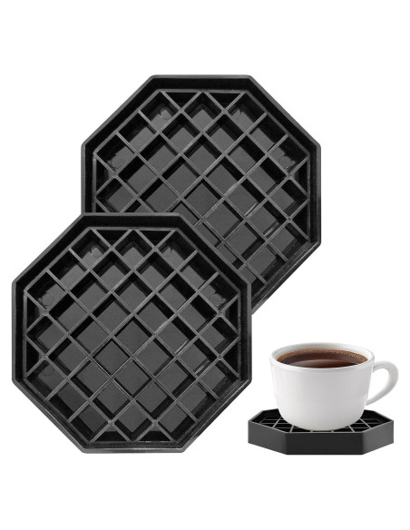 Bandeja de Goteo Octagonal WJYFQFO 10.4cm Plástico Negro 2 Pcs