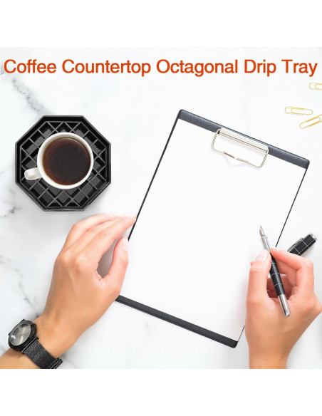 Bandeja de Goteo Octagonal WJYFQFO 10.4cm Plástico Negro 2 Pcs