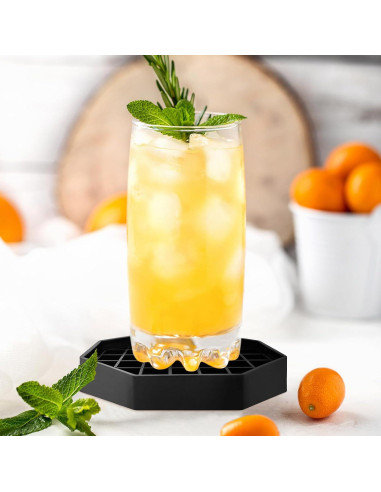 Bandeja de Goteo Octagonal WJYFQFO 10.4cm Plástico Negro 2 Pcs