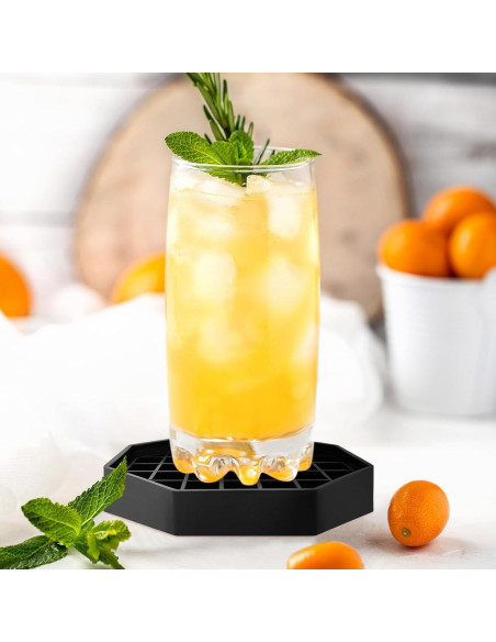 Bandeja de Goteo Octagonal WJYFQFO 10.4cm Plástico Negro 2 Pcs