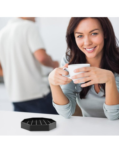 Bandeja de Goteo Octagonal WJYFQFO 10.4cm Plástico Negro 2 Pcs