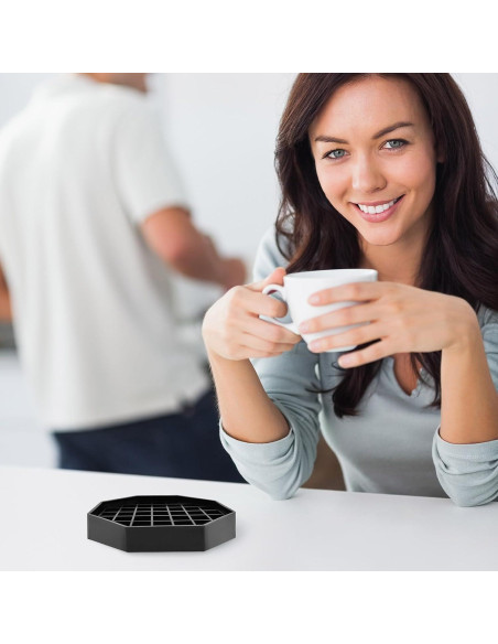 Bandeja de Goteo Octagonal WJYFQFO 10.4cm Plástico Negro 2 Pcs