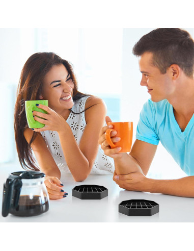 Bandeja de Goteo Octagonal WJYFQFO 10.4cm Plástico Negro 2 Pcs