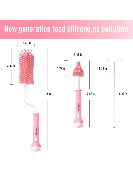 Juego de Cepillos de Limpieza Oligey para Bebés - Silicona 3 en 1