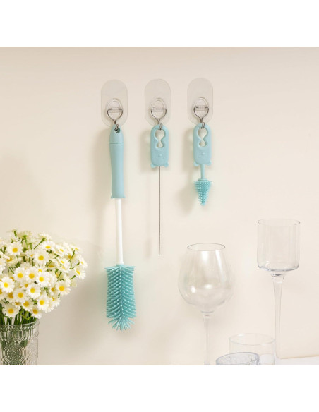 Cepillo de Limpieza de Botellas Chemimoso, 4 Piezas, Azul